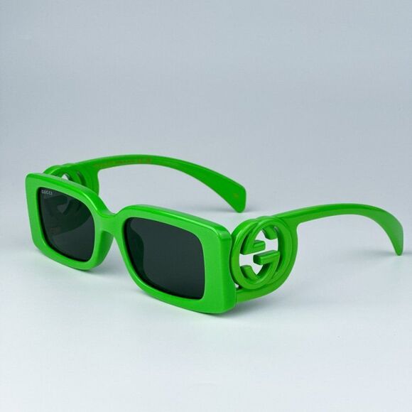 NEW Gucci GG1325S 009 Acid Green Grey Rectangle Unisex Sunglasses GG 1325S - Picture 5 of 11